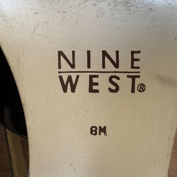 90s Vintage Nine West Jerry Square Toe Silver Buckle Block Block Heeled Loafer - Picture 16 of 16